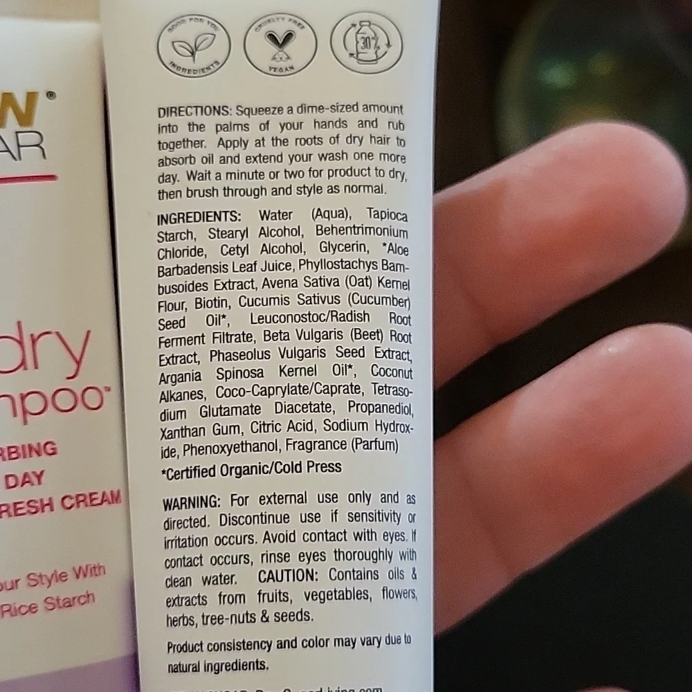 Raw Sugar Not So Dry Shampoo - White 30 ml x 2 Tubes Lot